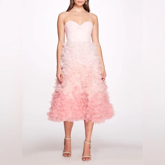 green emerald velvet dress Marchesa One Shoulder Floral Dress – Runway Catalog main image 1